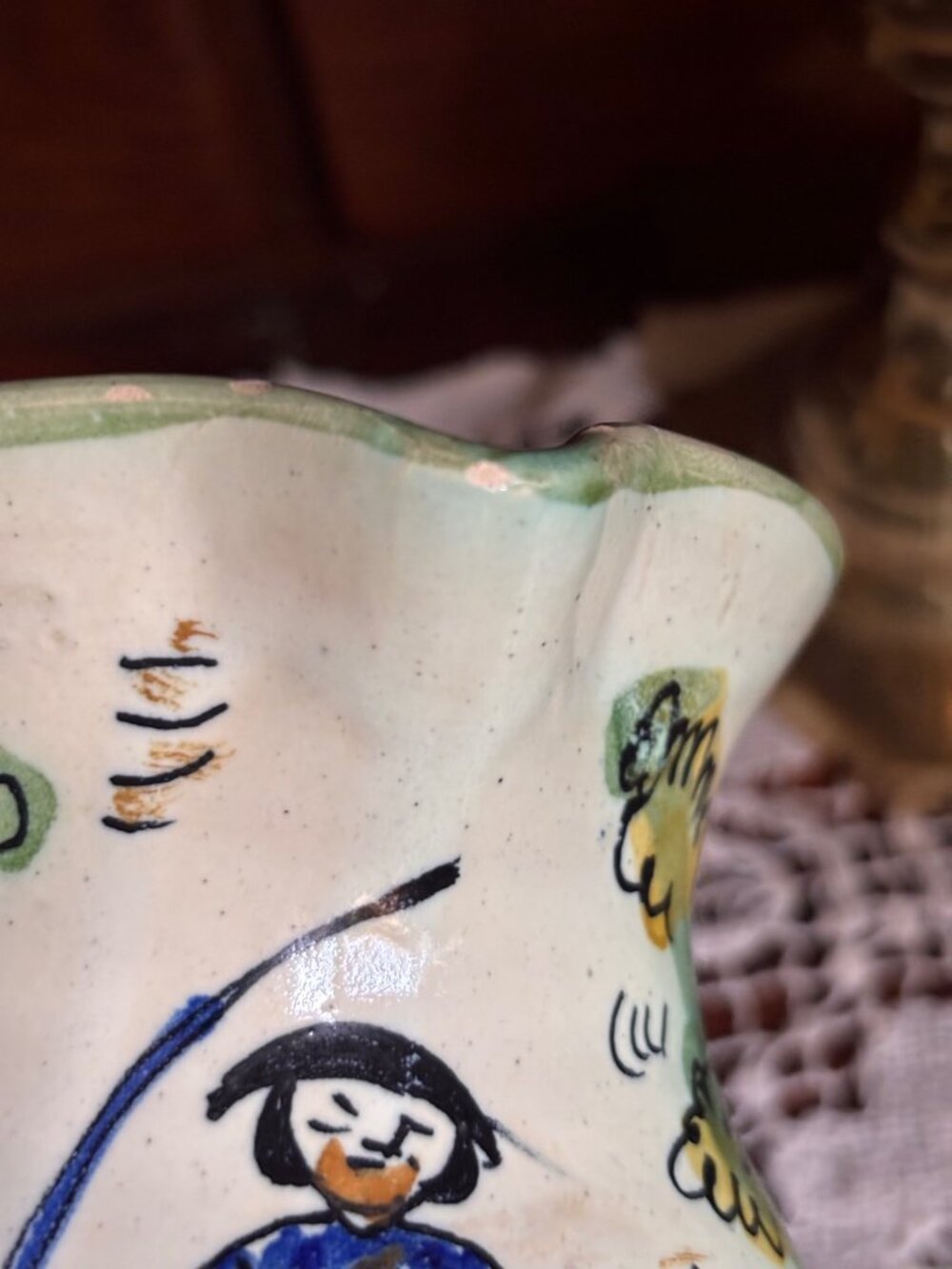 Hand-Painted Spanish Restaurante Botin Madrid Pitcher Santa Fe Puente Signed Dec - Picture 7 of 12